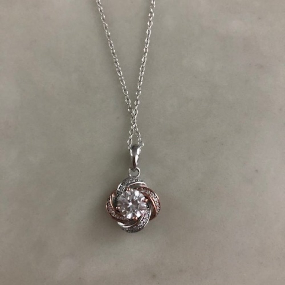 Sterling Silver Diamond Simulants Necklace